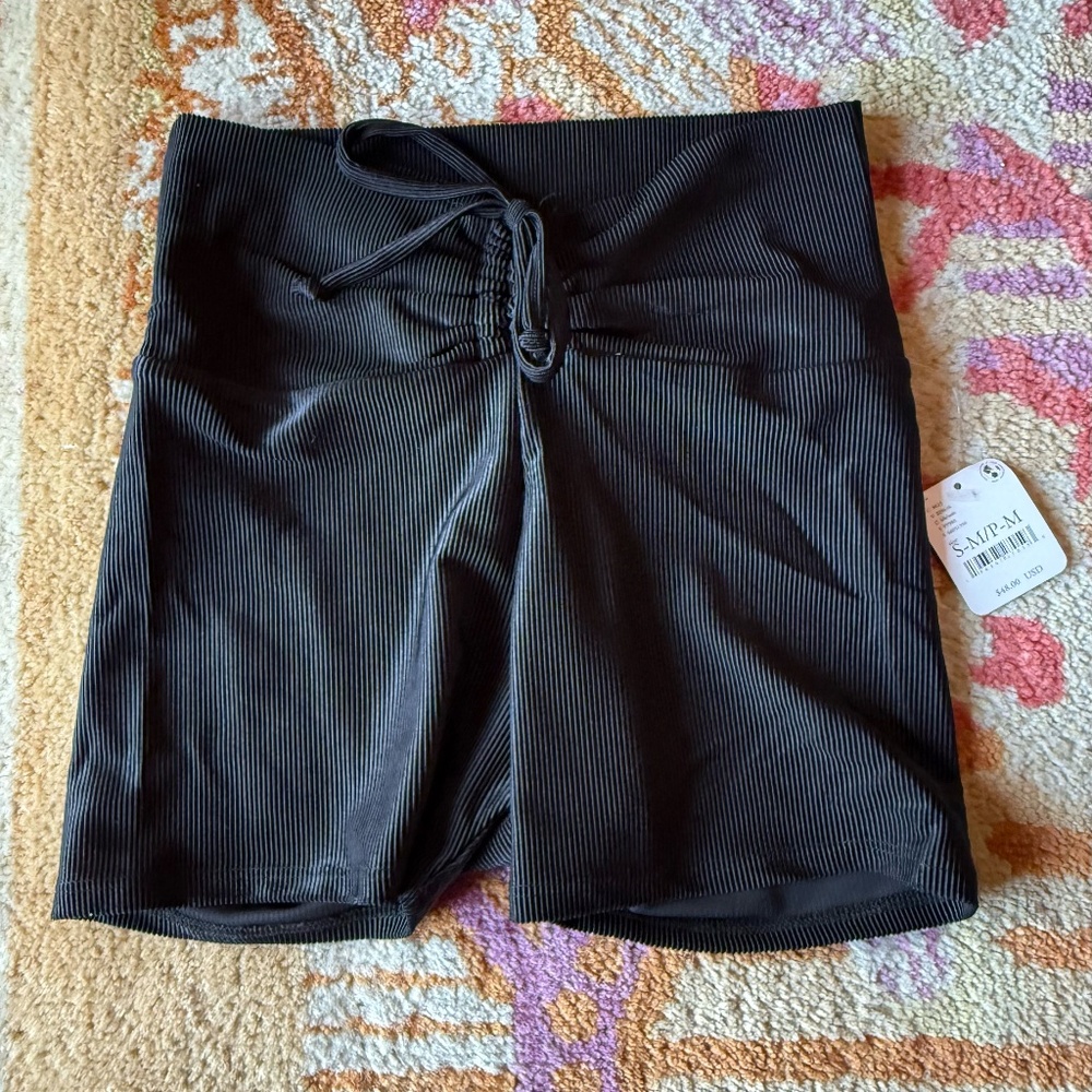 Free People FP Movement x Onzie S/M lace up black rib swim shorts - Picture 4 of 5